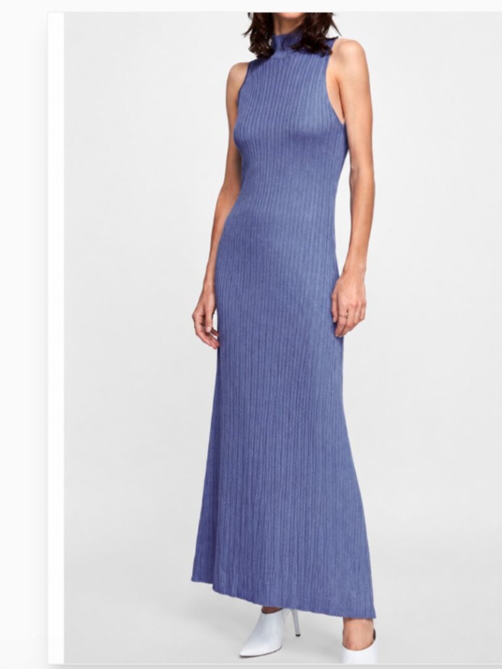 Zara Knit Blue Maxi Dress Size Large L